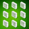Set line Software, Server, Broken file, Data, Web Hosting, Search cloud computing, concept with folder, Analyst engineer Royalty Free Stock Photo