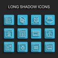 Set line Software, System bug, Browser files, Binary code, Search engine, MySQL, with exclamation mark and Keyboard icon Royalty Free Stock Photo