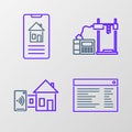 Set line Software, web developer programming code, Smart home, 3D printer and icon. Vector Royalty Free Stock Photo