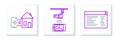 Set line Software, web developer programming code, Smart home and Wireless Controlling CCTV security camera icon. Vector Royalty Free Stock Photo