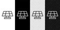 Set line Solar energy panel icon isolated on black and white, transparent background. Vector Royalty Free Stock Photo