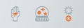 Set line Solstice, Palmistry of the hand and Magic ball icon. Vector Royalty Free Stock Photo