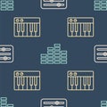 Set line Sound mixer controller, Music synthesizer and Music equalizer on seamless pattern. Vector Royalty Free Stock Photo