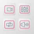 Set line Speaker volume, Repeat button, Sound mixer controller and Play video icon. Vector Royalty Free Stock Photo