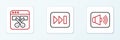 Set line Speaker volume, Video recorder or editor and Fast forward icon. Vector