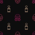 Set line Special forces soldier, Hand grenade and Gas mask on seamless pattern. Vector