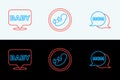 Set line Speech bubble mom, Baby and icon. Vector