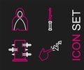 Set line Spell, Trunk for magic tricks, Magic wand and Mantle, cloak, cape icon. Vector