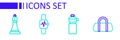 Set line Sport bag, Fitness shaker, Smart watch with heart and Chess icon. Vector