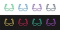 Set line Sport cycling sunglasses icon isolated on black and white background. Sport glasses icon. Vector Royalty Free Stock Photo