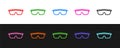 Set line Sport cycling sunglasses icon isolated on black and white background. Sport glasses icon. Vector Royalty Free Stock Photo