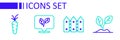 Set line Sprout, Garden fence wooden, Leaf and Carrot icon. Vector