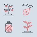 Set line Sprout, Spray against insects, and icon. Vector