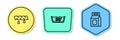 Set line Squeeze clothes, Temperature wash and Laundry detergent. Colored shapes. Vector Royalty Free Stock Photo