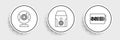 Set line SSHD card, Web camera and Uninterruptible power supply icon. Vector
