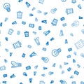 Set line Stapler, Light bulb and Trash can on seamless pattern. Vector