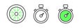 Set line Stopwatch icon isolated on white background. Time timer sign. Chronometer sign. Vector Royalty Free Stock Photo