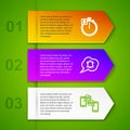Set line Stopwatch, Speech bubble chat notification, Chat messages mobile and Clock 24 hours. Business infographic