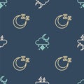 Set line Storm, Time sleep and Cloud with snow and sun on seamless pattern. Vector