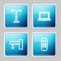 Set line Street light, Laptop, Water tap and Remote control icon. Vector Royalty Free Stock Photo