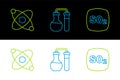 Set line Sulfur dioxide SO2, Atom and Test tube icon. Vector