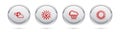 Set line Sun and cloud weather, Sunset, Cloud with rain and . Silver circle button. Vector