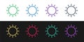 Set line Sun icon isolated on black and white background. Summer symbol. Good sunny day. Vector Illustration Royalty Free Stock Photo