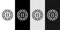 Set line Sunflower icon isolated on black and white, transparent background. Vector Royalty Free Stock Photo