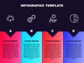 Set line Sunrise, Earth globe and sun, Drought and Eclipse of the. Business infographic template. Vector