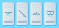 Set line Surfboard, Jet ski, Hang glider and Diving mask icon. Vector Royalty Free Stock Photo