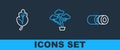 Set line Sushi, Kimchi and Bonsai tree icon. Vector Royalty Free Stock Photo