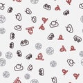 Set line Sushi, Mochi, Kung Pao chicken and Chinese tea egg on seamless pattern. Vector Royalty Free Stock Photo