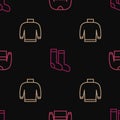Set line Sweater, and Socks on seamless pattern. Vector Royalty Free Stock Photo