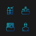 Set line Swimmer, Water polo, Aqualung and gymnastics. Gradient color icons. Vector