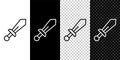 Set line Sword toy icon isolated on black and white, transparent background. Vector Royalty Free Stock Photo