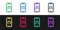 Set line System bug on mobile icon isolated on black and white background. Code bug concept. Bug in the system. Bug Royalty Free Stock Photo