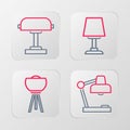 Set line Table lamp, Floor, and icon. Vector