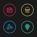 Set line Takoyaki, Caviar, Jellyfish and Seafood store icon. Vector