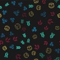 Set line Takoyaki, Lobster, Shell with pearl and Stingray on seamless pattern. Vector