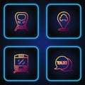 Set line Taxi call telephone service, Train, High-speed train and Location with taxi. Gradient color icons. Vector