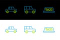 Set line Taxi car roof, Car and icon. Vector