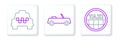 Set line Taxi car roof, and Car icon. Vector