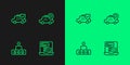 Set line Taxi mobile app, service rating, car insurance and Location taxi icon. Vector