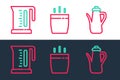 Set line Teapot, Electric kettle and Coffee cup icon. Vector
