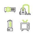 Set line Television, Blender, Vacuum cleaner and icon. Vector