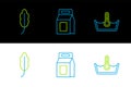 Set line Temperature wash, Feather and Laundry detergent icon. Vector