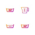 Set line Temperature wash, , and Measuring cup. Gradient color icons. Vector