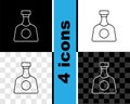 Set line Tequila bottle icon isolated on black and white, transparent background. Mexican alcohol drink. Vector Royalty Free Stock Photo