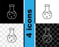 Set line Test tube and flask chemical laboratory test icon isolated on black and white, transparent background Royalty Free Stock Photo