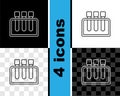 Set line Test tube and flask chemical laboratory test icon isolated on black and white, transparent background Royalty Free Stock Photo